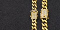 18k Solid Gold/Silver Cuban (14mm)