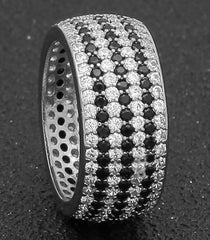 11mm Black & White Diamond Stud Ring  (Multiple Styles)