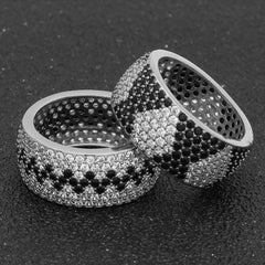 11mm Black & White Diamond Stud Ring  (Multiple Styles)